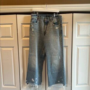 Abercrombie & Fitch Light Blue Distressed Wide Leg Jeans